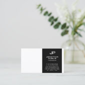 Monogram Zwart Wit Stijlvol Design Modern Visitekaartje (Staand voorkant)