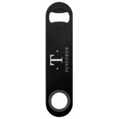 Monogram Zwart Wit Stijlvol Modern Minimalistisch Speed Flessenopener (Voorkant)