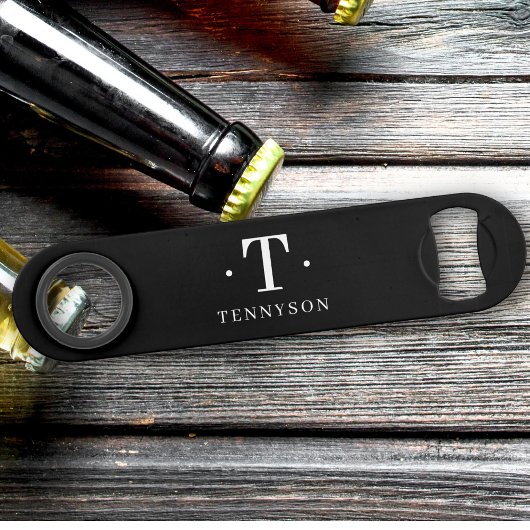 Monogram Zwart Wit Stijlvol Modern Minimalistisch Speed Flessenopener