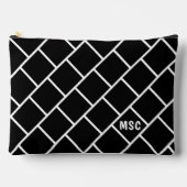 Monogram, zwart-wit stijlvol traliewerkpatroon etui (Voorkant)
