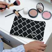 Monogram, zwart-wit stijlvol traliewerkpatroon etui