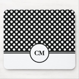 Monogram zwart-wit stippenpatroon muismat