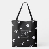 Monogram zwart/wit stootje tote bag (Achterkant)