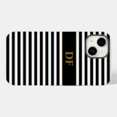 Monogram zwart/wit strepen Case-Mate iPhone case (Achterkant (horizontaal))