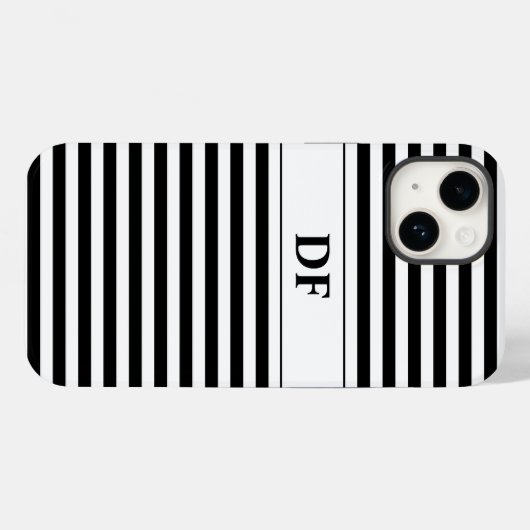 Monogram zwart/wit strepen Case-Mate iPhone case (Achterkant (horizontaal))
