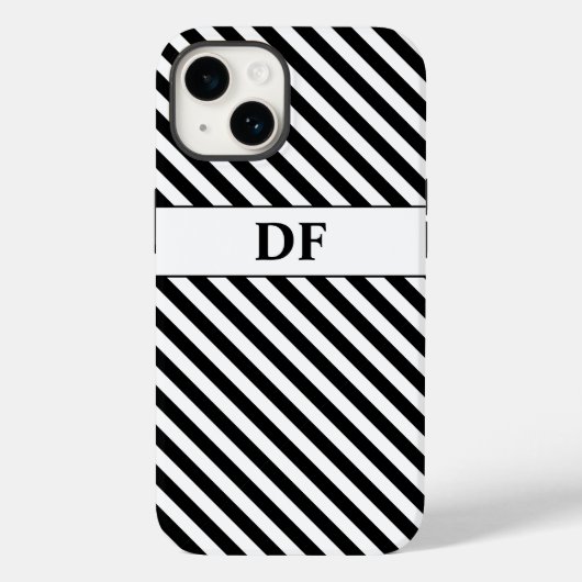 Monogram zwart/wit strepen Case-Mate iPhone case (Achterkant)