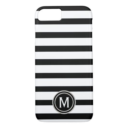Monogram zwart-wit Stripe Case-Mate iPhone Case (Achterkant)