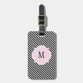 Monogram zwart-wit Stripes Bagagelabel (Voorkant verticaal)