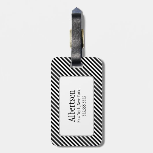 Monogram zwart-wit Stripes Bagagelabel (Achterkant verticaal)