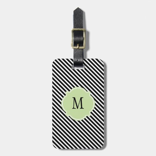 Monogram zwart-wit Stripes Bagagelabel (Voorkant verticaal)