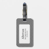 Monogram zwart-wit Stripes Bagagelabel (Achterkant verticaal)
