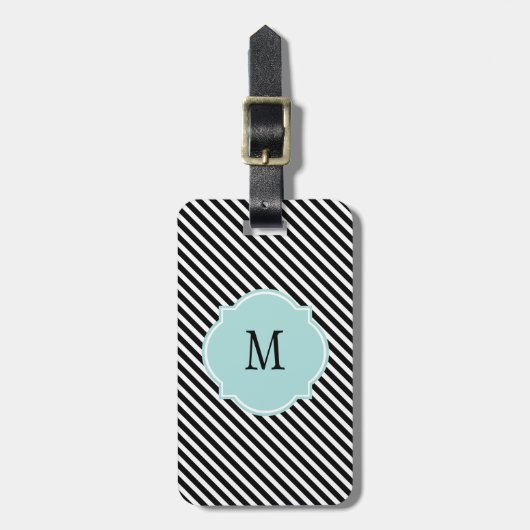 Monogram zwart-wit Stripes Bagagelabel (Voorkant verticaal)