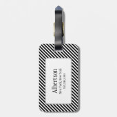 Monogram zwart-wit Stripes Bagagelabel (Achterkant verticaal)