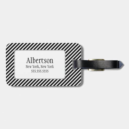 Monogram zwart-wit Stripes Bagagelabel (Achterkant horizontaal)