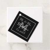 Monogram zwart-wit test. trouwdatum bedankjes labels (In situ)