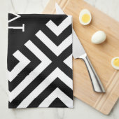 Monogram zwart-wit theedoek (Quarter Fold)