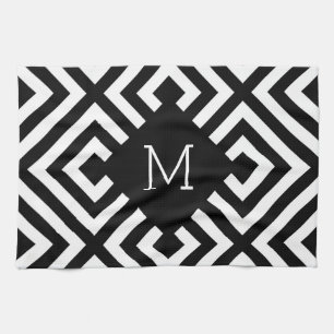Monogram zwart-wit theedoek