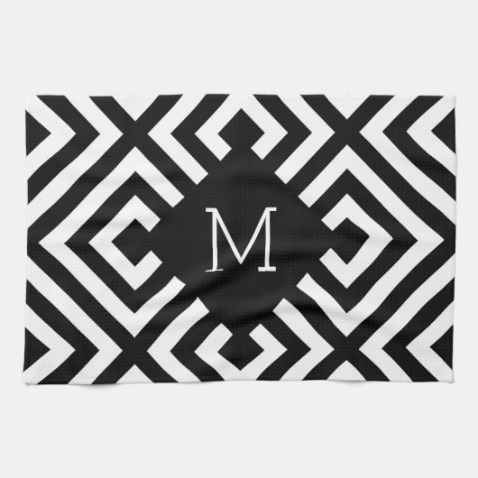 Monogram zwart-wit theedoek (Horizontaal)
