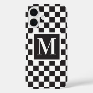 Monogram zwart-wit toetsenbord iPhone 16 hoesje