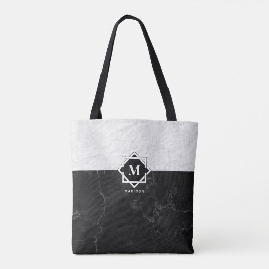 Monogram zwart-wit tote bag (Achterkant)