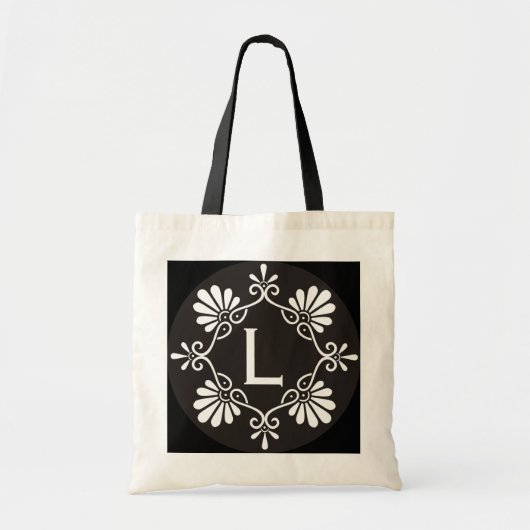 Monogram zwart-wit tote bag (Voorkant)