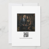 Monogram Zwart-Wit Trouwfoto en QR-code Kaart (Achterkant)