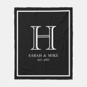 Monogram Zwart & Wit Trouwkoppels Namen Fleece Deken (Voorkant)