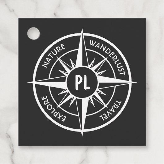 Monogram zwart-wit van het embleem van de ster van bedankjes labels (Voorkant)