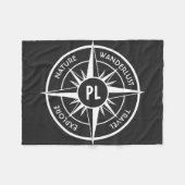 Monogram zwart-wit van het embleem van de ster van fleece deken (Voorkant (Horizontaal))