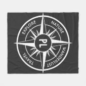 Monogram zwart-wit van het embleem van de ster van fleece deken (Voorkant (Horizontaal))