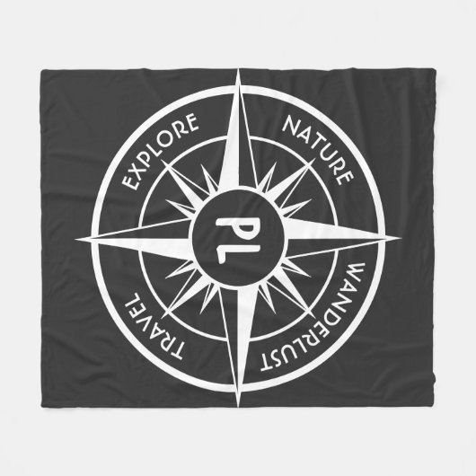 Monogram zwart-wit van het embleem van de ster van fleece deken (Voorkant (Horizontaal))