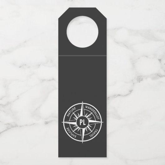 Monogram zwart-wit van het embleem van de ster van flessenhanger (Voorkant)