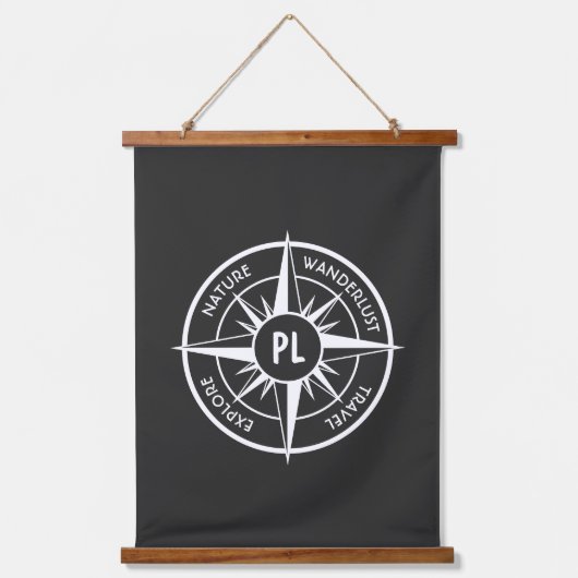 Monogram zwart-wit van het embleem van de ster van hangend wandkleed (Voorkant)