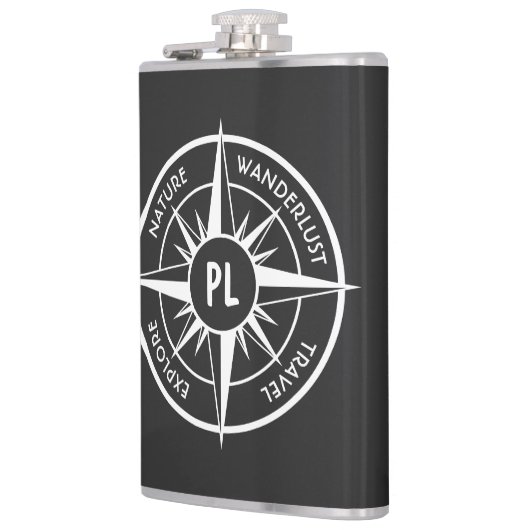 Monogram zwart-wit van het embleem van de ster van heupfles (Links)