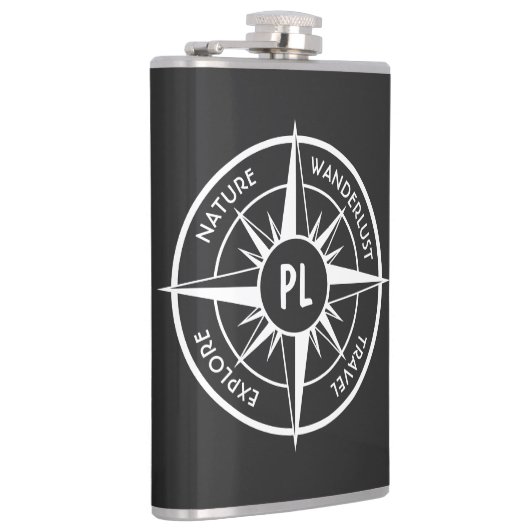 Monogram zwart-wit van het embleem van de ster van heupfles (Rechts)