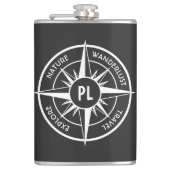 Monogram zwart-wit van het embleem van de ster van heupfles (Voorkant)