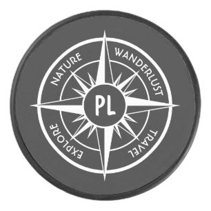 Monogram zwart-wit van het embleem van de ster van hockey puck