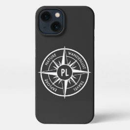 Monogram zwart-wit van het embleem van de ster van iPhone 13 hoesje