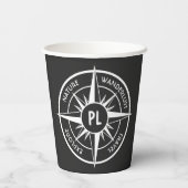 Monogram zwart-wit van het embleem van de ster van papieren bekers (Achterkant)