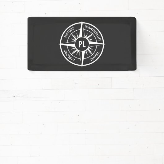 Monogram zwart-wit van het embleem van de ster van spandoek (Insitu)