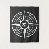 Monogram zwart-wit van het embleem van de ster van wandkleed (Voorkant)