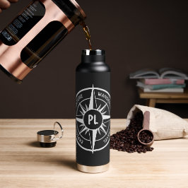 Monogram zwart-wit van het embleem van de ster van waterfles