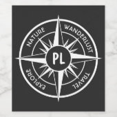 Monogram zwart-wit van het embleem van de ster van wijn etiket (Enkel label)