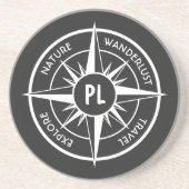 Monogram zwart-wit van het embleem van de ster van zandsteen onderzetter (Voorkant)