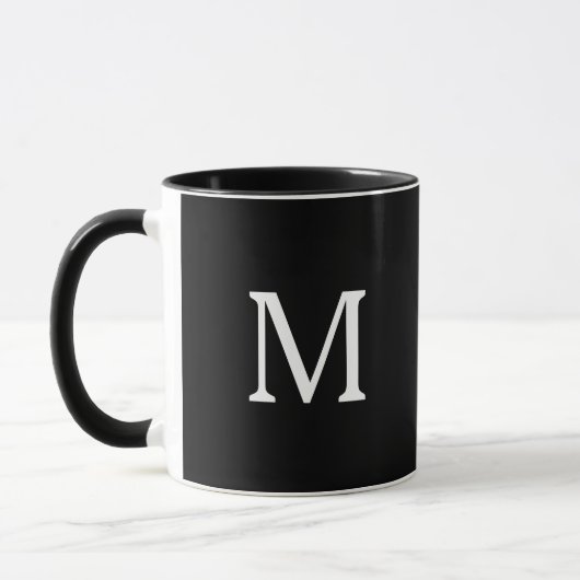 Monogram Zwart Wit Verjaardag Bruiloft Geschenk Fa Mok (Links)