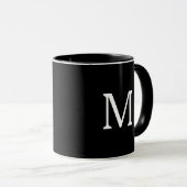 Monogram Zwart Wit Verjaardag Bruiloft Geschenk Fa Mok (Voorkant rechts)