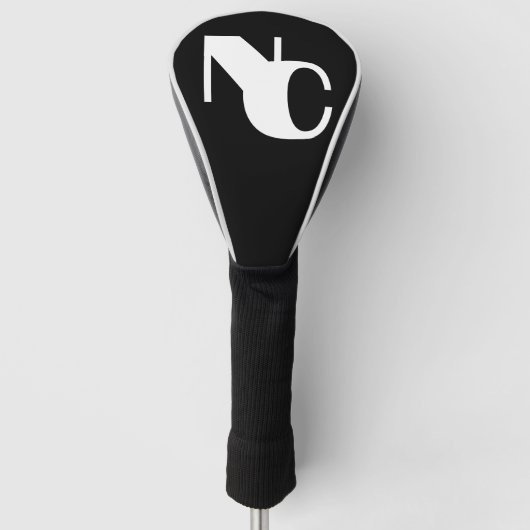 Monogram Zwart-wit Vet Gekoppelde Initialen Golfheadcover (Voorkant)