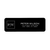 Monogram zwart-wit vierkant etiket (Voorkant)