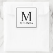 Monogram zwart-wit vierkante sticker (Tas)