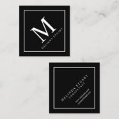 Monogram zwart-wit vierkante visitekaartje (Voorkant / Achterkant)